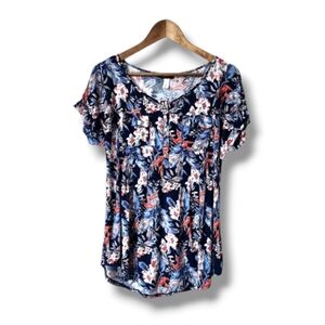 Vera Rose Floral Short Sleeve Blouse | Large